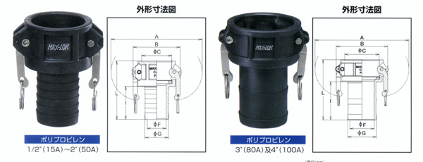 ◇限定Special Price 建築土木ストアレバーカップリング 8インチ 200A MAX-C ホースシャンクカプラー メス×タケノコ アルミニウム製  マックスロック カムロック